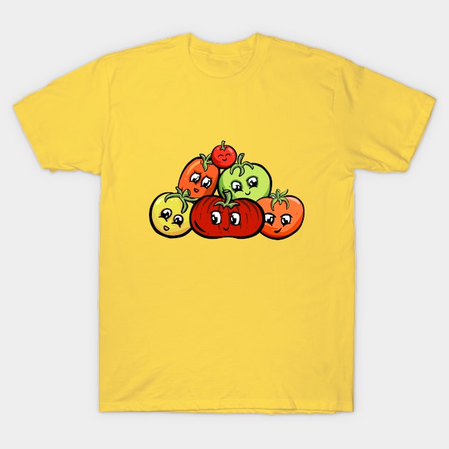 Cheeky Cartoon Tomato Varieties Characters Garden Tips Toons T-Shirt by Garden Tips Toons